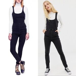 NWT Free People Washed Black Sleeveless Stretchy Skinny Jean Jumpsuit